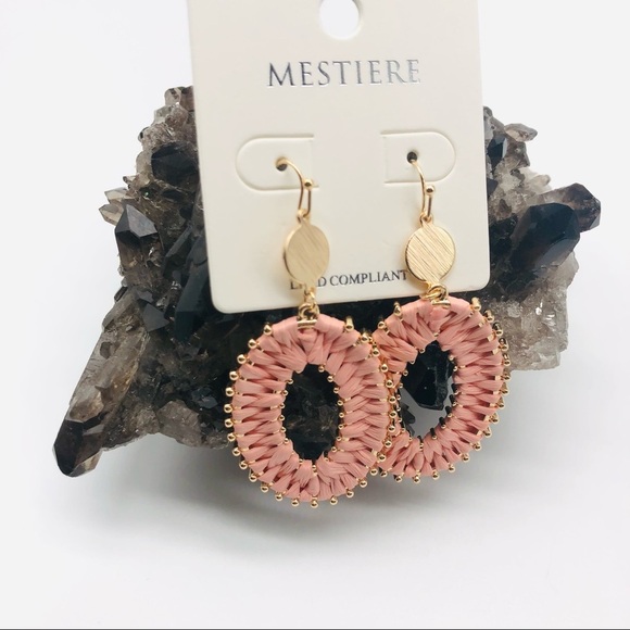 Pink and Gold Boho Statement Earrings - Picture 2 of 4